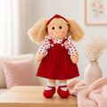 Audrey – 35cm Soft Rag Doll in Red Heart Dress | Peony Lane