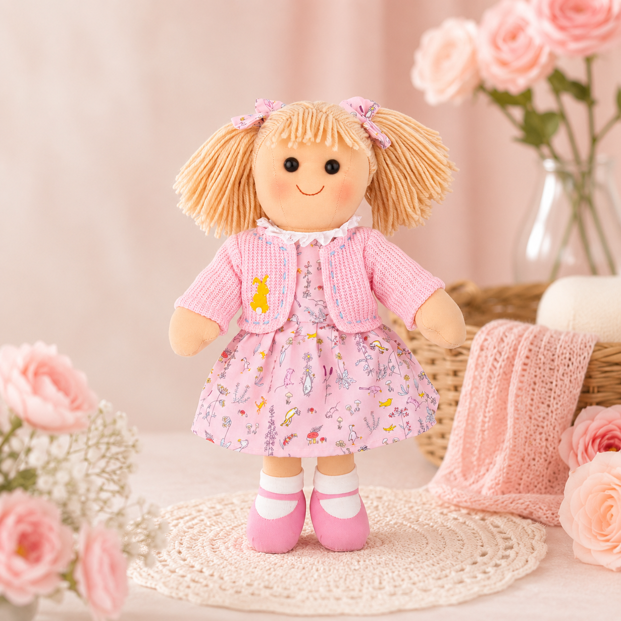 Willow – 35cm Rag Doll in Pink Dress